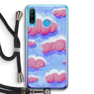 CaseCompany Roze wolken met vogels: Huawei P30 Lite Transparant Hoesje met koord