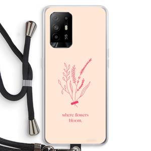 CaseCompany Where flowers bloom: Oppo A95 5G Transparant Hoesje met koord
