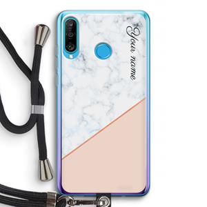 CaseCompany Marmer in stijl: Huawei P30 Lite Transparant Hoesje met koord