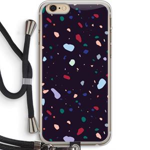CaseCompany Dark Rounded Terrazzo: iPhone 6 PLUS / 6S PLUS Transparant Hoesje met koord