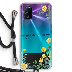 CaseCompany Gele bloemen: Oppo A92 Transparant Hoesje met koord