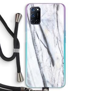 CaseCompany Gestreepte marmer: Oppo A92 Transparant Hoesje met koord