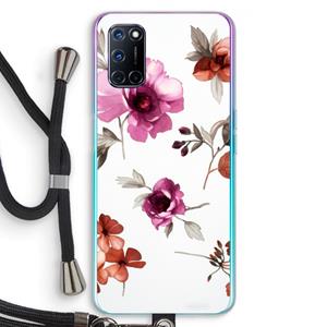 CaseCompany Geschilderde bloemen: Oppo A92 Transparant Hoesje met koord
