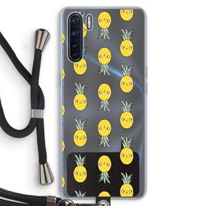 CaseCompany Ananas: Oppo A91 Transparant Hoesje met koord