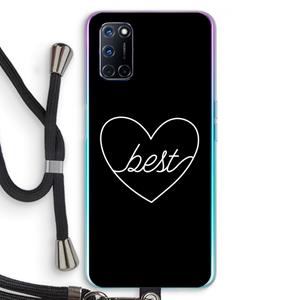 CaseCompany Best heart black: Oppo A92 Transparant Hoesje met koord