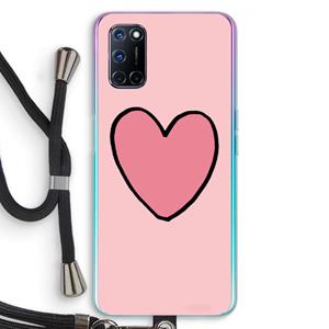 CaseCompany Hartje: Oppo A92 Transparant Hoesje met koord