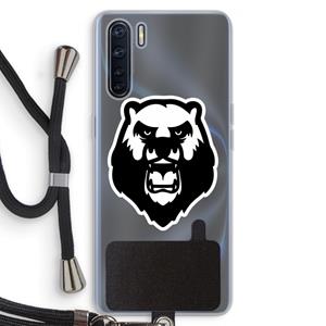 CaseCompany Angry Bear (white): Oppo A91 Transparant Hoesje met koord
