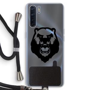 CaseCompany Angry Bear (black): Oppo A91 Transparant Hoesje met koord