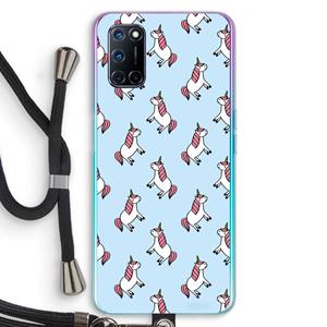 CaseCompany Eenhoorns overal: Oppo A92 Transparant Hoesje met koord
