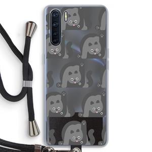 CaseCompany Cats: Oppo A91 Transparant Hoesje met koord
