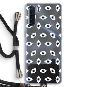 CaseCompany Eyes pattern: Oppo A91 Transparant Hoesje met koord