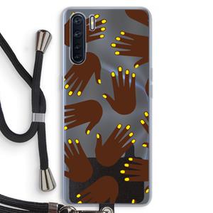 CaseCompany Hands dark: Oppo A91 Transparant Hoesje met koord