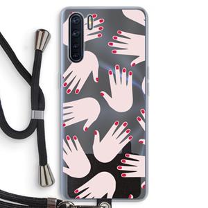 CaseCompany Hands pink: Oppo A91 Transparant Hoesje met koord