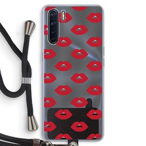 CaseCompany Lips: Oppo A91 Transparant Hoesje met koord