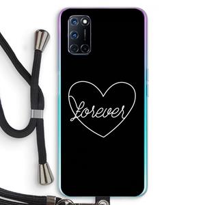 CaseCompany Forever heart black: Oppo A92 Transparant Hoesje met koord
