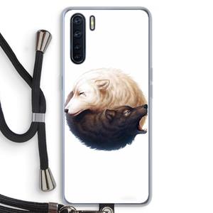 CaseCompany Yin Yang Wolves: Oppo A91 Transparant Hoesje met koord