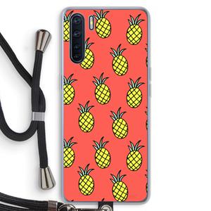 CaseCompany Ananas: Oppo A91 Transparant Hoesje met koord