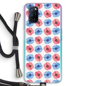 CaseCompany Klaproosjes: Oppo A92 Transparant Hoesje met koord
