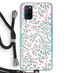 CaseCompany Sierlijke bloemen: Oppo A92 Transparant Hoesje met koord