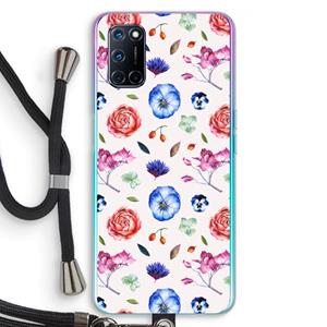 CaseCompany Bloemetjes: Oppo A92 Transparant Hoesje met koord