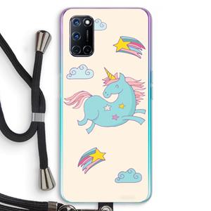 CaseCompany Vliegende eenhoorn: Oppo A92 Transparant Hoesje met koord