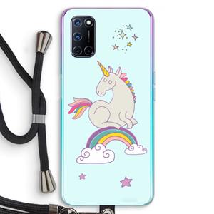 CaseCompany Regenboog eenhoorn: Oppo A92 Transparant Hoesje met koord