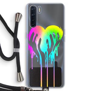 CaseCompany Hold My Heart: Oppo A91 Transparant Hoesje met koord