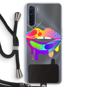 CaseCompany Lip Palette: Oppo A91 Transparant Hoesje met koord