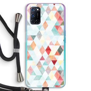 CaseCompany Gekleurde driehoekjes pastel: Oppo A92 Transparant Hoesje met koord