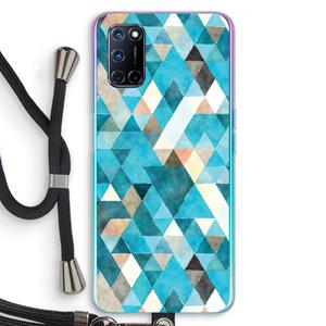 CaseCompany Gekleurde driehoekjes blauw: Oppo A92 Transparant Hoesje met koord