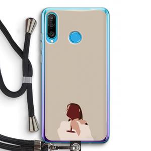 CaseCompany I drink wine: Huawei P30 Lite Transparant Hoesje met koord