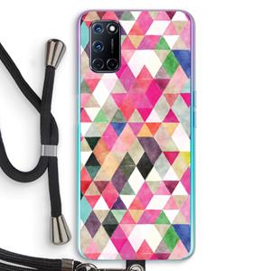CaseCompany Gekleurde driehoekjes: Oppo A92 Transparant Hoesje met koord