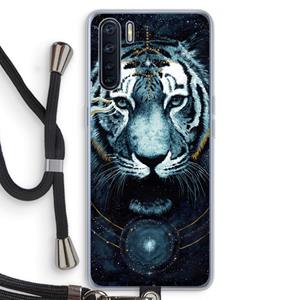 CaseCompany Darkness Tiger: Oppo A91 Transparant Hoesje met koord