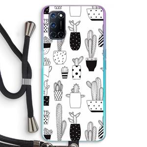 CaseCompany Cactusmotief: Oppo A92 Transparant Hoesje met koord