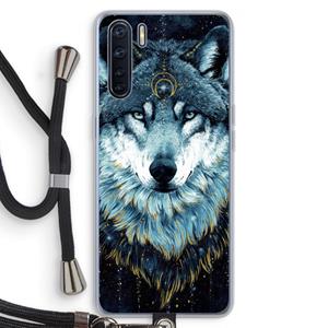 CaseCompany Darkness Wolf: Oppo A91 Transparant Hoesje met koord