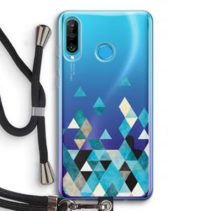 CaseCompany Gekleurde driehoekjes blauw: Huawei P30 Lite Transparant Hoesje met koord