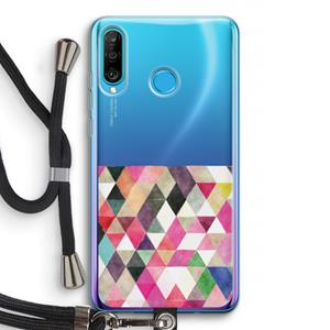 CaseCompany Gekleurde driehoekjes: Huawei P30 Lite Transparant Hoesje met koord