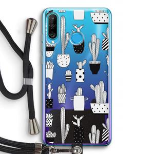 CaseCompany Cactusmotief: Huawei P30 Lite Transparant Hoesje met koord