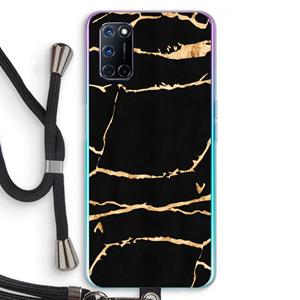 CaseCompany Gouden marmer: Oppo A92 Transparant Hoesje met koord
