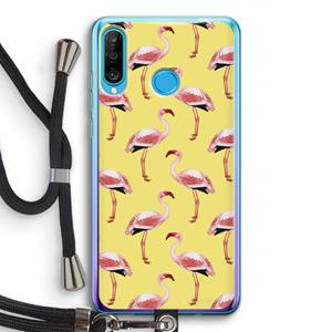 CaseCompany Flamingo's geel: Huawei P30 Lite Transparant Hoesje met koord