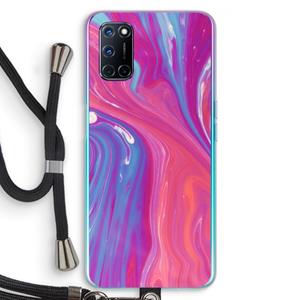 CaseCompany Paarse stroom: Oppo A92 Transparant Hoesje met koord