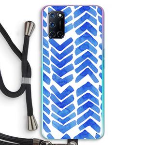 CaseCompany Blauwe pijlen: Oppo A92 Transparant Hoesje met koord