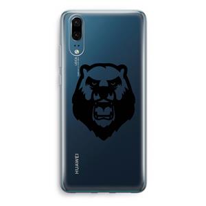 CaseCompany Angry Bear (black): Huawei P20 Transparant Hoesje