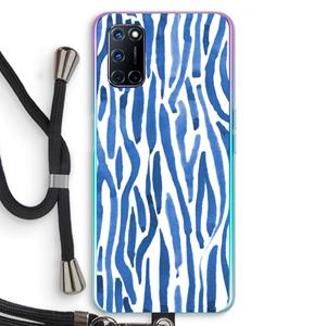 CaseCompany Blauwe nerven: Oppo A92 Transparant Hoesje met koord