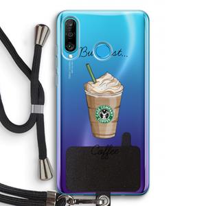 CaseCompany But first coffee: Huawei P30 Lite Transparant Hoesje met koord