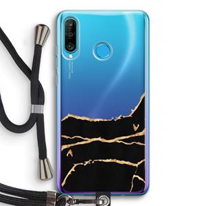 CaseCompany Gouden marmer: Huawei P30 Lite Transparant Hoesje met koord