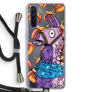 CaseCompany Loot Burger: Oppo A91 Transparant Hoesje met koord