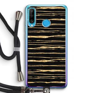 CaseCompany Gouden strepen: Huawei P30 Lite Transparant Hoesje met koord