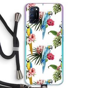CaseCompany Kleurrijke papegaaien: Oppo A92 Transparant Hoesje met koord