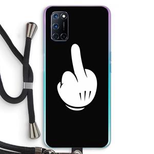 CaseCompany Middle finger black: Oppo A92 Transparant Hoesje met koord